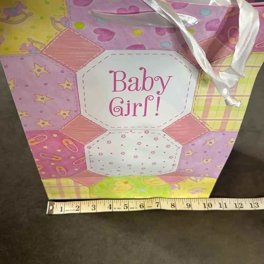 Baby Shower Large Gift Bags 12 Pack Ribbon Handles 6 Designs Pink & Blue NEW
